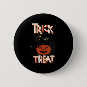 Badge Rond 5 Cm Chat Noir Ou Treat Sur Halloween Citrouille Pour