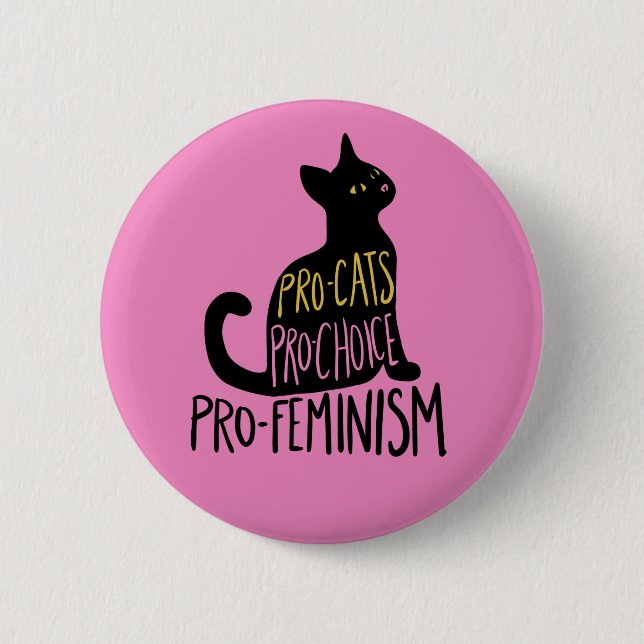 Badge Rond 5 Cm Chat noir pro-choix pro-féminisme (Devant)