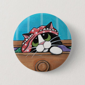 Badge Rond 5 Cm Chat noir vilain - bouton d'art de chat