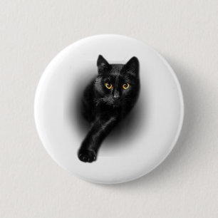 Badge Rond 5 Cm Chat noir Yellow Eyes Chats