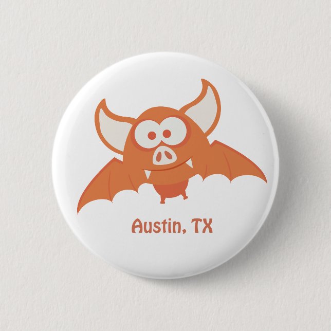 Badge Rond 5 Cm Chat orange - Austin, TX (Devant)