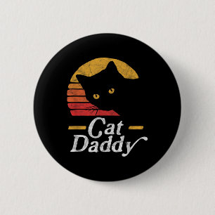 Badge Rond 5 Cm Chat Papa Vintage 80 Style Chat Rétro Disques