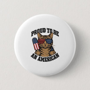 Badge Rond 5 Cm Chat patriotique fier d'être américain vecteur vin