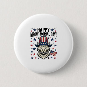 Badge Rond 5 Cm Chat patriotique Meow-Morial Day Design Vectoriel