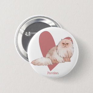 Badge Rond 5 Cm Chat Perse Aquarelle Kitty Pink Heart Button