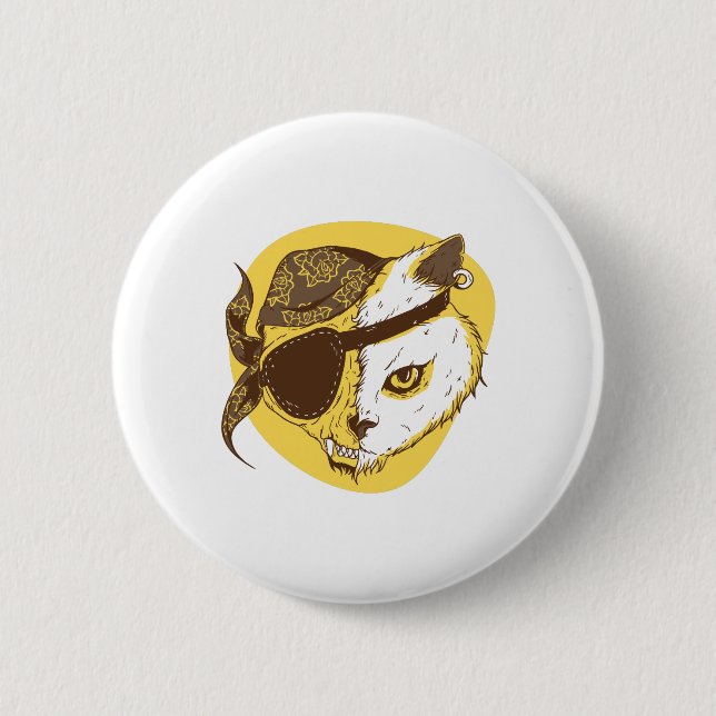 Badge Rond 5 Cm Chat pirate (Devant)