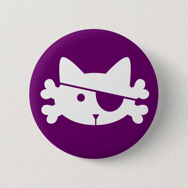 Badge Rond 5 Cm Chat pirate blanc - bouton (Devant)