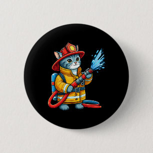 Badge Rond 5 Cm Chat pompier Chat pompier Amoureux des animaux Cha