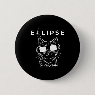 Badge Rond 5 Cm Chat portant des lunettes de chat d'éclipse solair