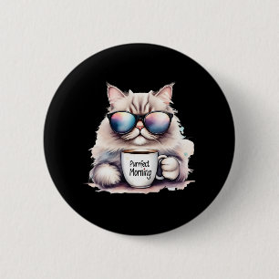 Badge Rond 5 Cm chat portant des lunettes de soleil et tenant une 