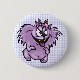 Badge Rond 5 Cm Chat pourpre sauvage de bande dessinée