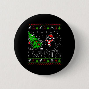 Badge Rond 5 Cm Chat quoi drôle Chat Noir Poussant Arbre de Noël O