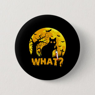 Badge Rond 5 Cm Chat Quoi_ Halloween Chat Noir Avec Couteau - Drôl