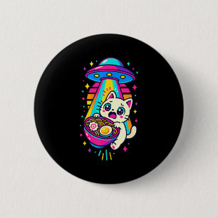Badge Rond 5 Cm Chat Ramen Ufo Kawaii Drôle Femmes Anime Japonais