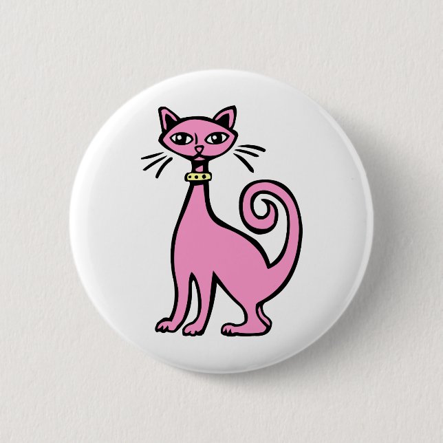 Badge Rond 5 Cm Chat rétro - Customisé (Devant)