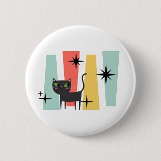 Badge Rond 5 Cm Chat Rétro du Milieu du Siècle
