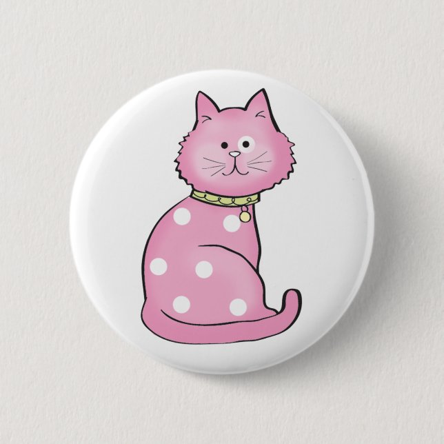 Badge Rond 5 Cm chat rose (Devant)