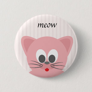 Badge Rond 5 Cm Chat rose tendance