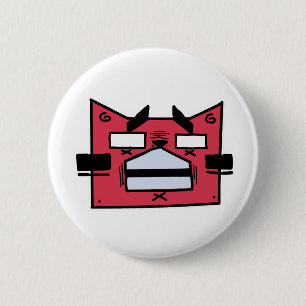 Badge Rond 5 Cm Chat rouge