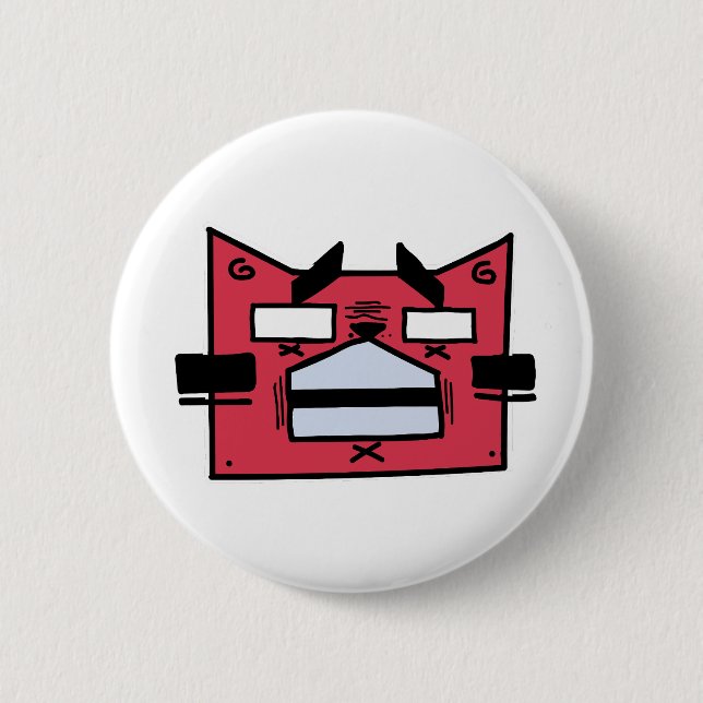 Badge Rond 5 Cm Chat rouge (Devant)