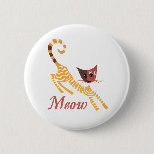 Badge Rond 5 Cm Chat rouge drôle