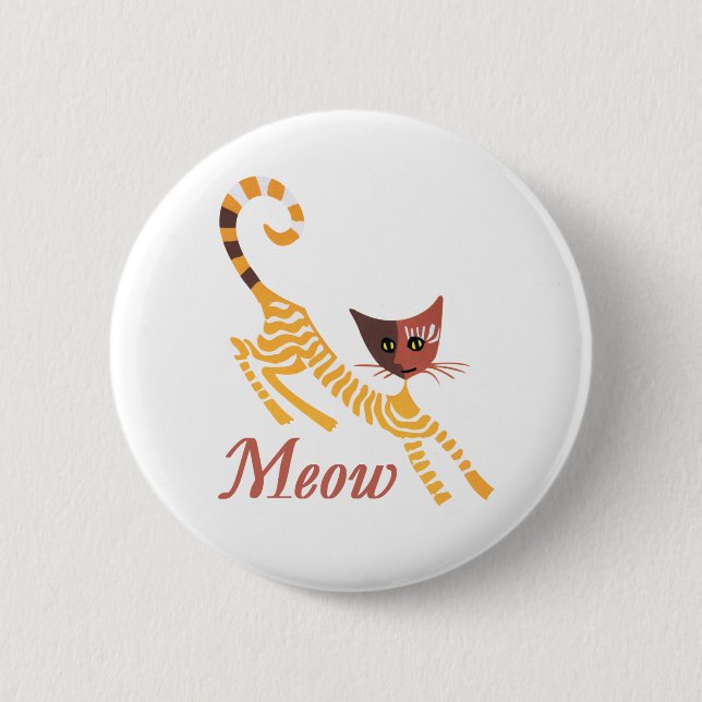 Badge Rond 5 Cm Chat rouge drôle (Devant)