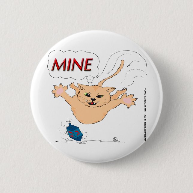 Badge Rond 5 Cm chat s11 sautant sur Hanoukka Dradle (Devant)