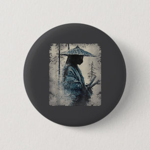 Badge Rond 5 Cm Chat Samouraï Art Japonais Anime Hommes Femmes Enf