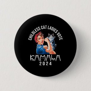 Badge Rond 5 Cm Chat sans enfant Lady Cute Chat 2024 Enfant Lad Ch