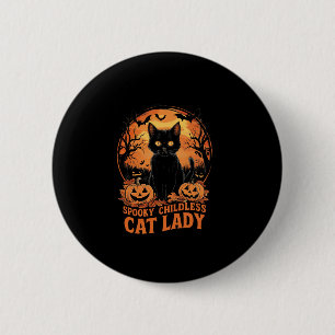 Badge Rond 5 Cm Chat sans enfant Lady Halloween élection sorcière