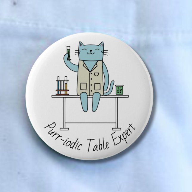 Badge Rond 5 Cm Chat scientifique, Chimie chats, passionnés de sci (Créateur téléchargé)