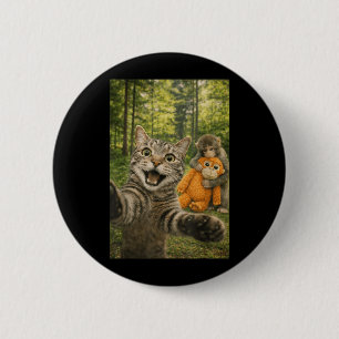 Badge Rond 5 Cm Chat selfie avec bébé singe photo drôle animal