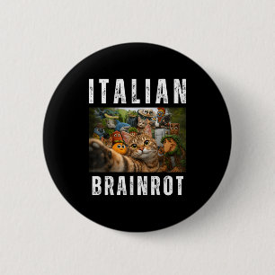 Badge Rond 5 Cm Chat selfie avec mème italien drôle de cerveau pou