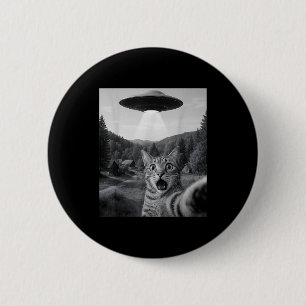 Badge Rond 5 Cm Chat selfie avec un OVNI alien drôle chat drôle Ed
