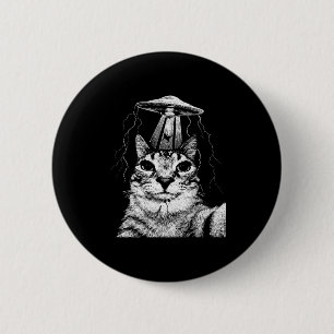 Badge Rond 5 Cm Chat selfie ufo vintage mème amateur de chats drôl