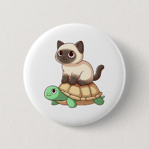 Badge Rond 5 Cm chat siamois monte tortue Copie