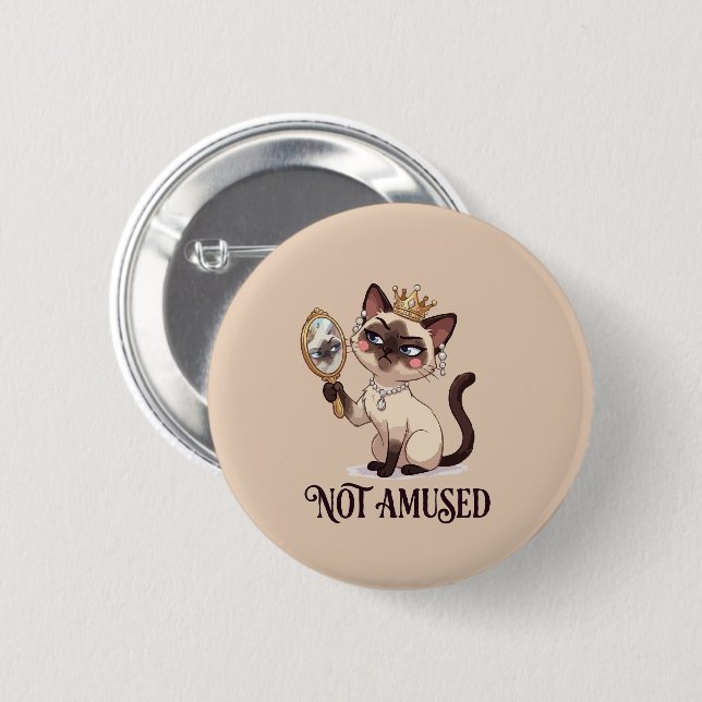 Badge Rond 5 Cm Chat siamois royal non amusé (Devant & derrière)