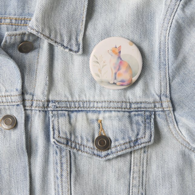 Badge Rond 5 Cm Chat silencieux au clair de lune (En situation)