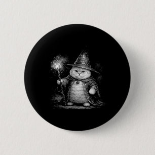 Badge Rond 5 Cm Chat sorcier magie fantaisie drôle vintage tabby m