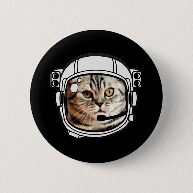 Badge Rond 5 Cm Chat spatial (Devant)