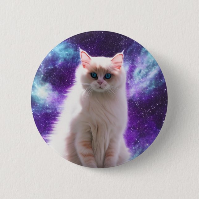 Badge Rond 5 Cm Chat spatial (Devant)