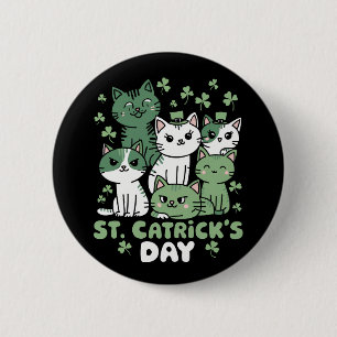 Badge Rond 5 Cm Chat St Patrick's Day Drôle Catrick's Day