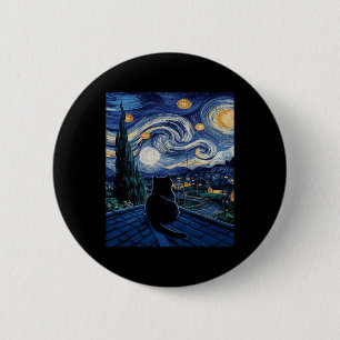 Badge Rond 5 Cm Chat Starry Nuit Van Gogh Chat Art Lover Drôle Cha