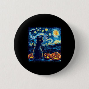 Badge Rond 5 Cm Chat Starry Nuit Van Gogh Chat Pour Amoureux des c