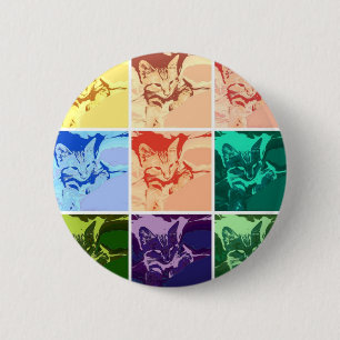 Badge Rond 5 Cm Chat Tabby Orange