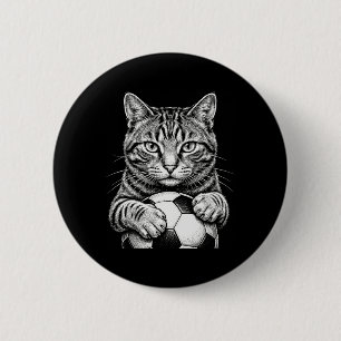 Badge Rond 5 Cm Chat tigré de sport cool félin noir et blanc vinta