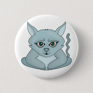 Badge Rond 5 Cm Chat triste