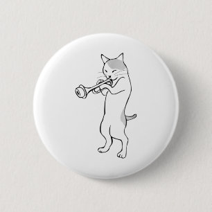 Badge Rond 5 Cm Chat trompette joueur droit muet wah wah T-Shirt t