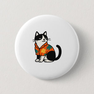Badge Rond 5 Cm Chat tropical drôle conception de vacances hawaïen