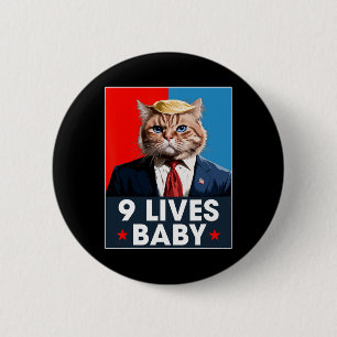 Badge Rond 5 Cm Chat Trump 9 Vies Par Drôle Vote Pour Trump Chats